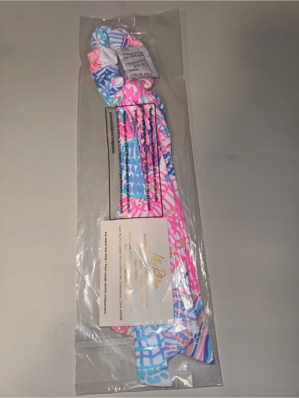 Lilly Pulitzer Pink & Blue Patterned Ribbon Scrunchie